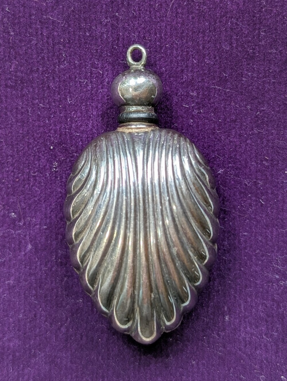 Maison Birks Vintage Sterling Silver 925 Art Deco Shell Perfume Vial Pendant